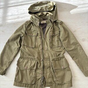 J.Crew Women's Field Mechanic Jacket - Olive Green w/ Removable Hood FA Size 6